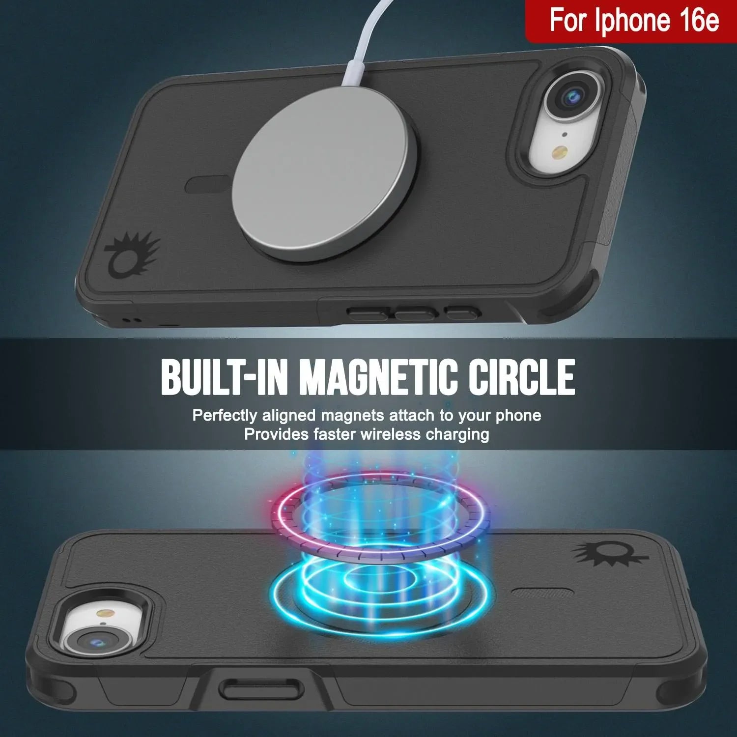 PunkCase iPhone 16e Case, [Spartan 2.0 Series] Clear Rugged Heavy Duty Cover W/Built in Screen Protector [Black]