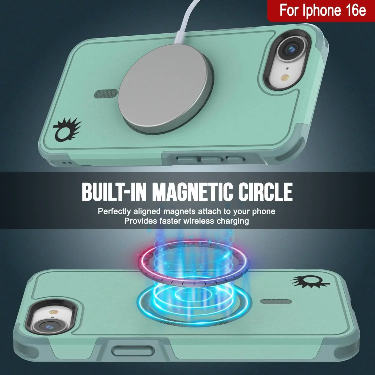 PunkCase iPhone 16e Case, [Spartan 2.0 Series] Clear Rugged Heavy Duty Cover W/Built in Screen Protector [teal]