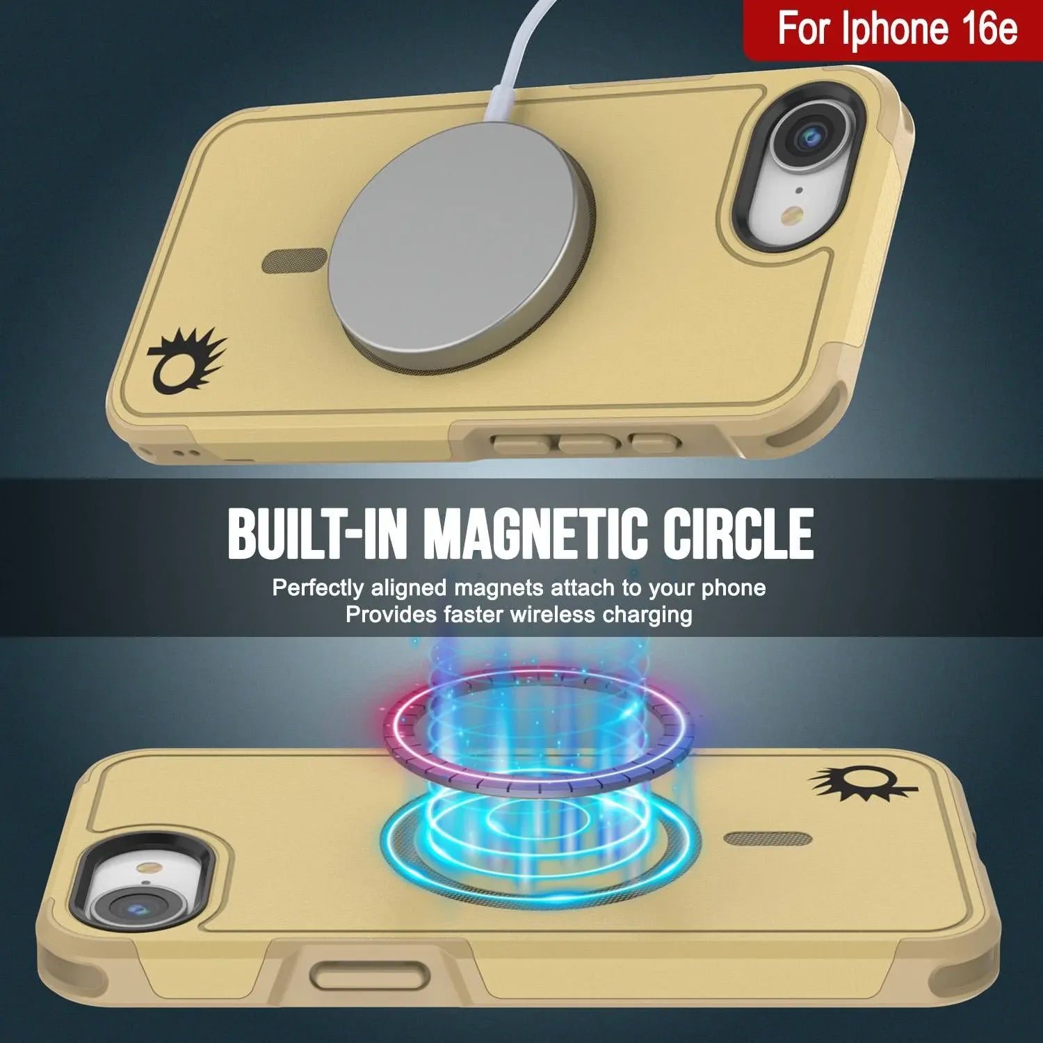 PunkCase iPhone 16e Case, [Spartan 2.0 Series] Clear Rugged Heavy Duty Cover W/Built in Screen Protector [yellow]