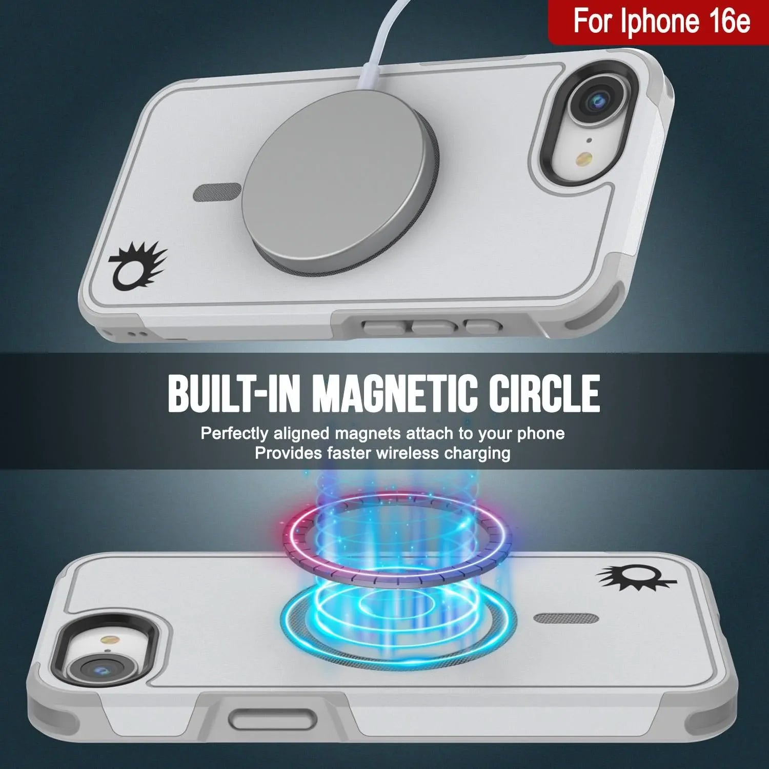 PunkCase iPhone 16e Case, [Spartan 2.0 Series] Clear Rugged Heavy Duty Cover W/Built in Screen Protector [white]