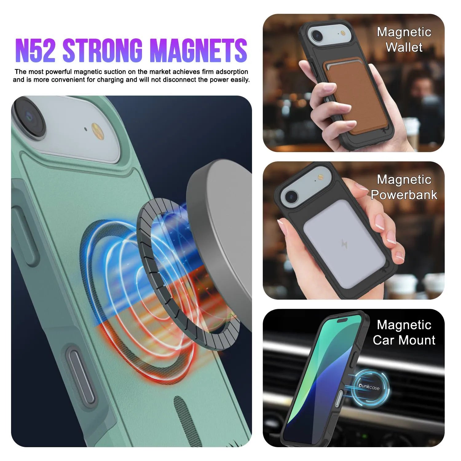 PunkCase iPhone 17 Air Case, [Spartan 2.0 Series] Clear Rugged Heavy Duty Cover W/Built in Screen Protector [teal]