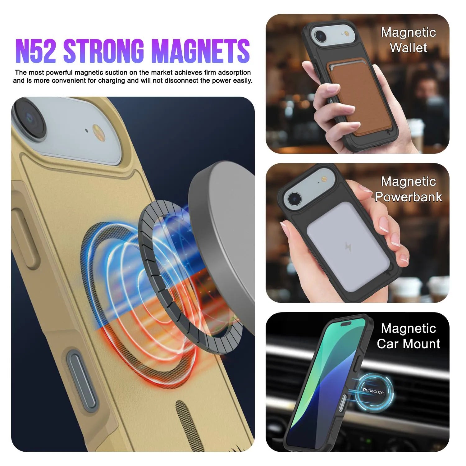 PunkCase iPhone 17 Air Case, [Spartan 2.0 Series] Clear Rugged Heavy Duty Cover W/Built in Screen Protector [yellow]