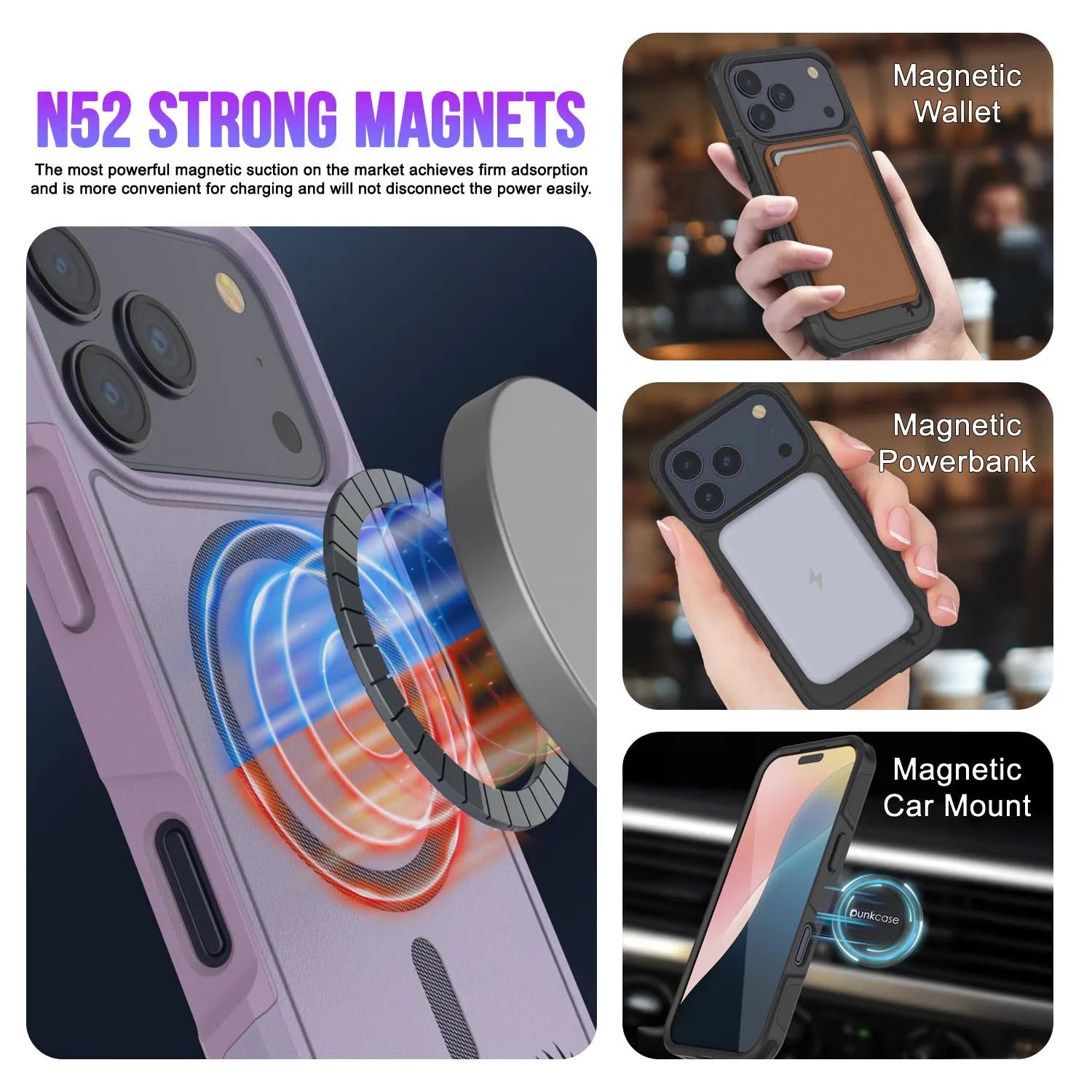 PunkCase iPhone 17 Pro Max Case, [Spartan 2.0 Series] Clear Rugged Heavy Duty Cover W/Built in Screen Protector [lilac]