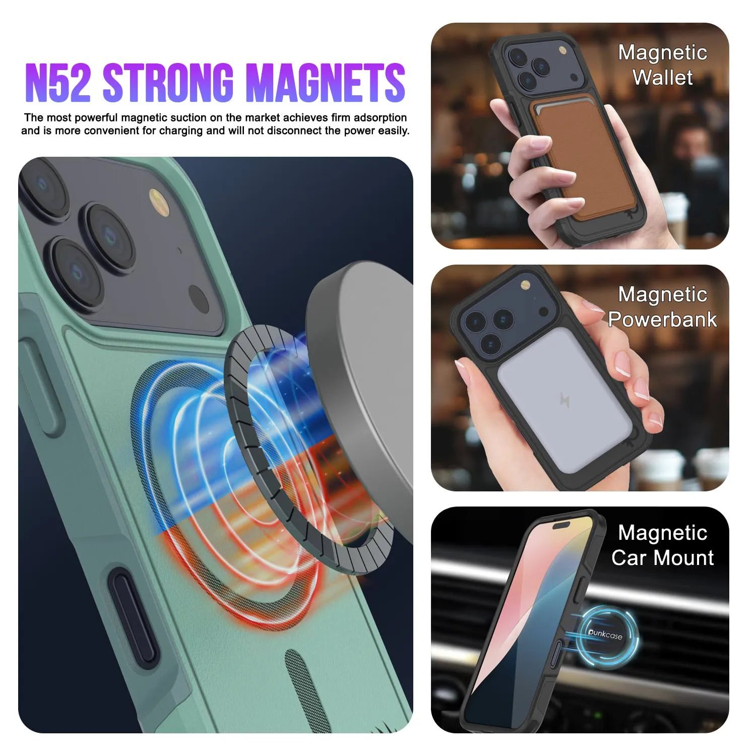 PunkCase iPhone 17 Pro Case, [Spartan 2.0 Series] Clear Rugged Heavy Duty Cover W/Built in Screen Protector [teal]