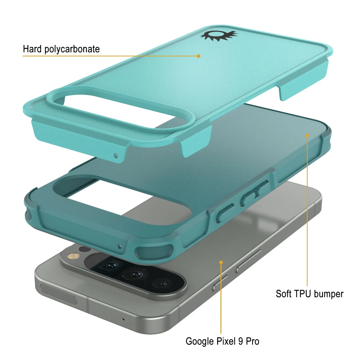 PunkCase Google Pixel 9 Pro Case, [Spartan 2.0 Series] Clear Rugged Heavy Duty Cover W/Built in Screen Protector [Blue]