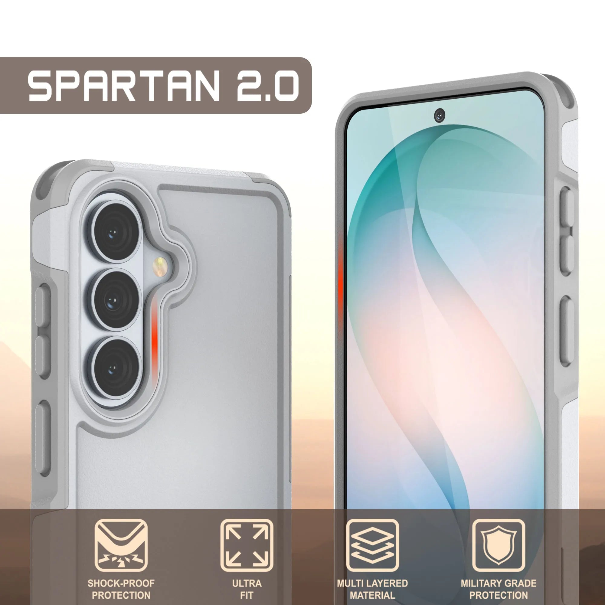 PunkCase Galaxy S26+ Plus Case, [Spartan 2.0 Series] Clear Rugged Heavy Duty Cover [White]