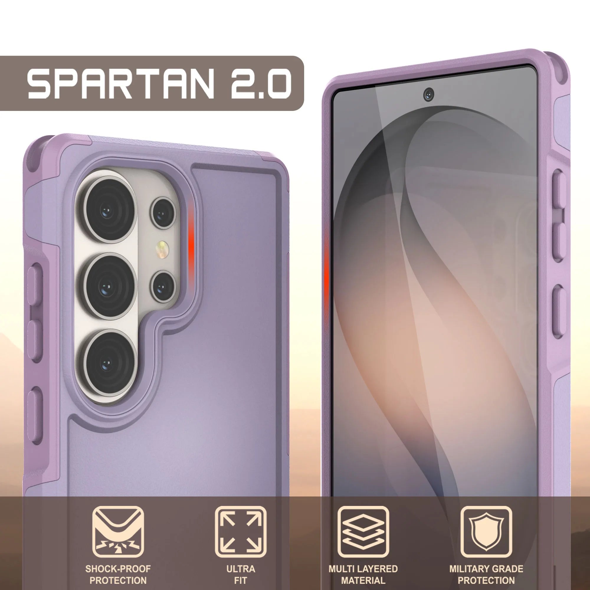 PunkCase Galaxy S26 Ultra Case, [Spartan 2.0 Series] Clear Rugged Heavy Duty Cover [Lilac]