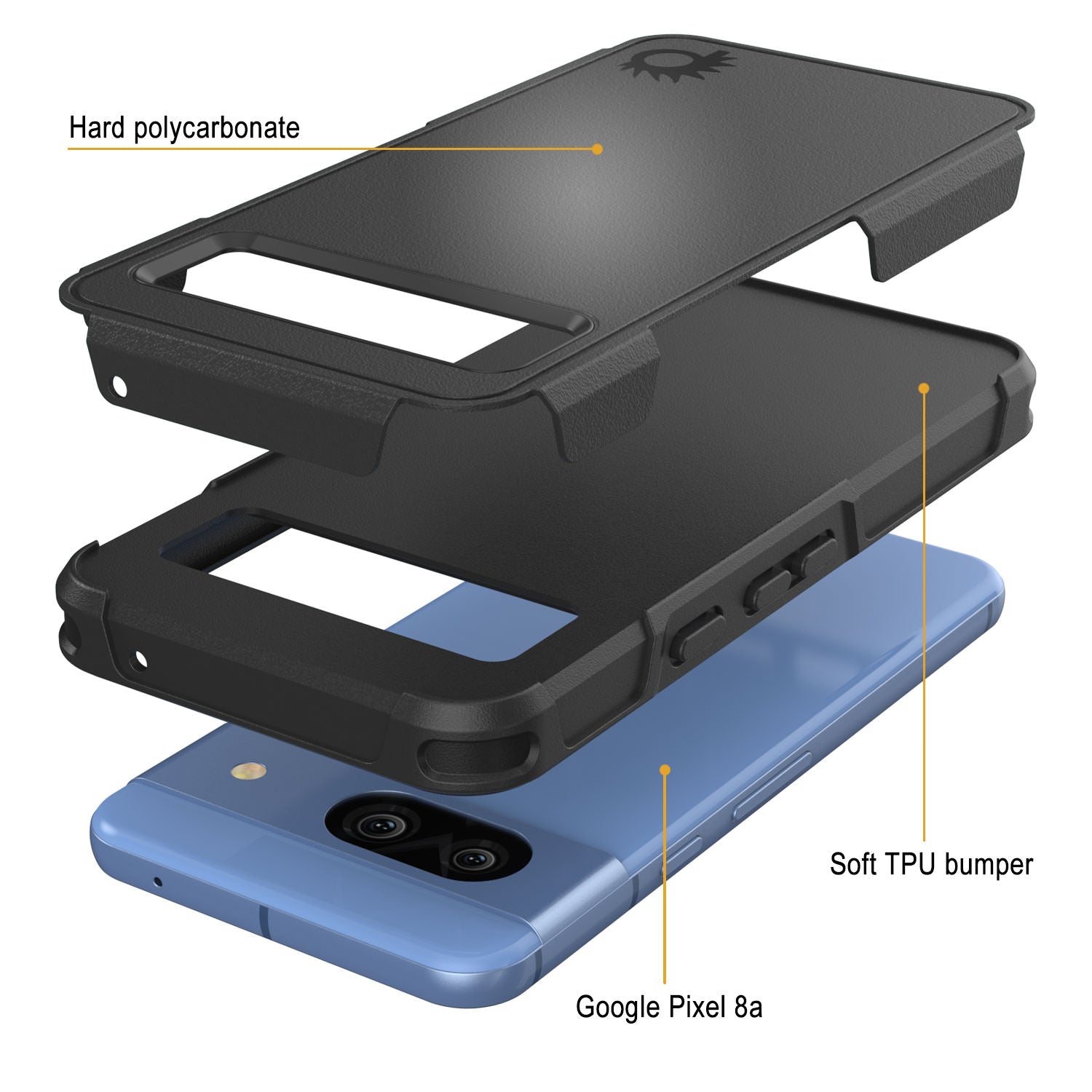 PunkCase Google Pixel 9 Case, [Spartan 2.0 Series] Clear Rugged Heavy Duty Cover W/Built in Screen Protector [Black]