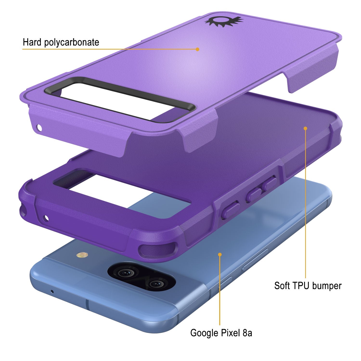 PunkCase Google Pixel 9 Pro Case, [Spartan 2.0 Series] Clear Rugged Heavy Duty Cover W/Built in Screen Protector [Purple]