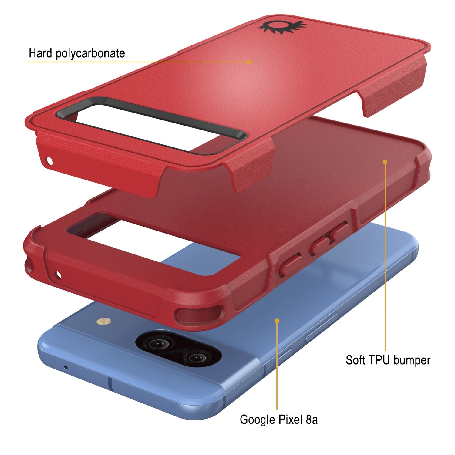 PunkCase Google Pixel 9 Pro Case, [Spartan 2.0 Series] Clear Rugged Heavy Duty Cover W/Built in Screen Protector [Red]