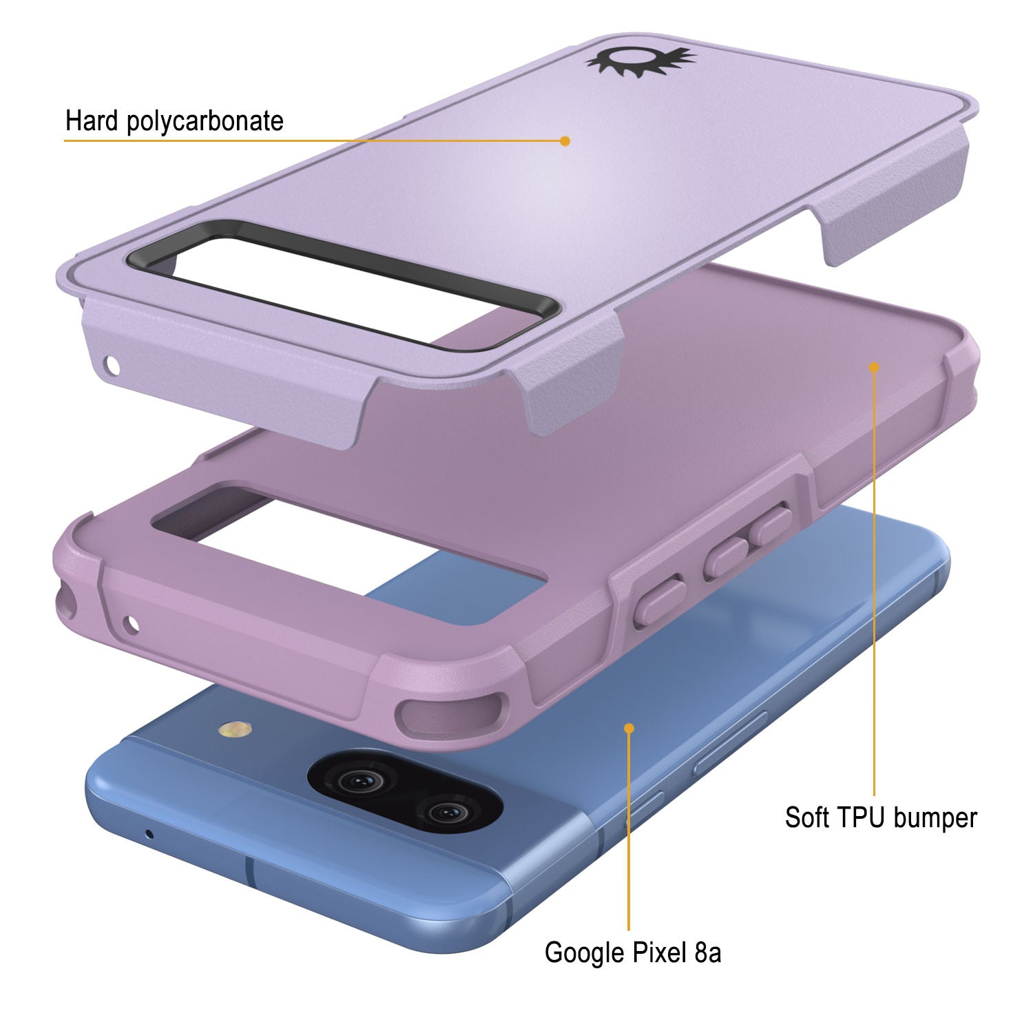 PunkCase Google Pixel 9 Pro XL Case, [Spartan 2.0 Series] Clear Rugged Heavy Duty Cover W/Built in Screen Protector [Lilac]