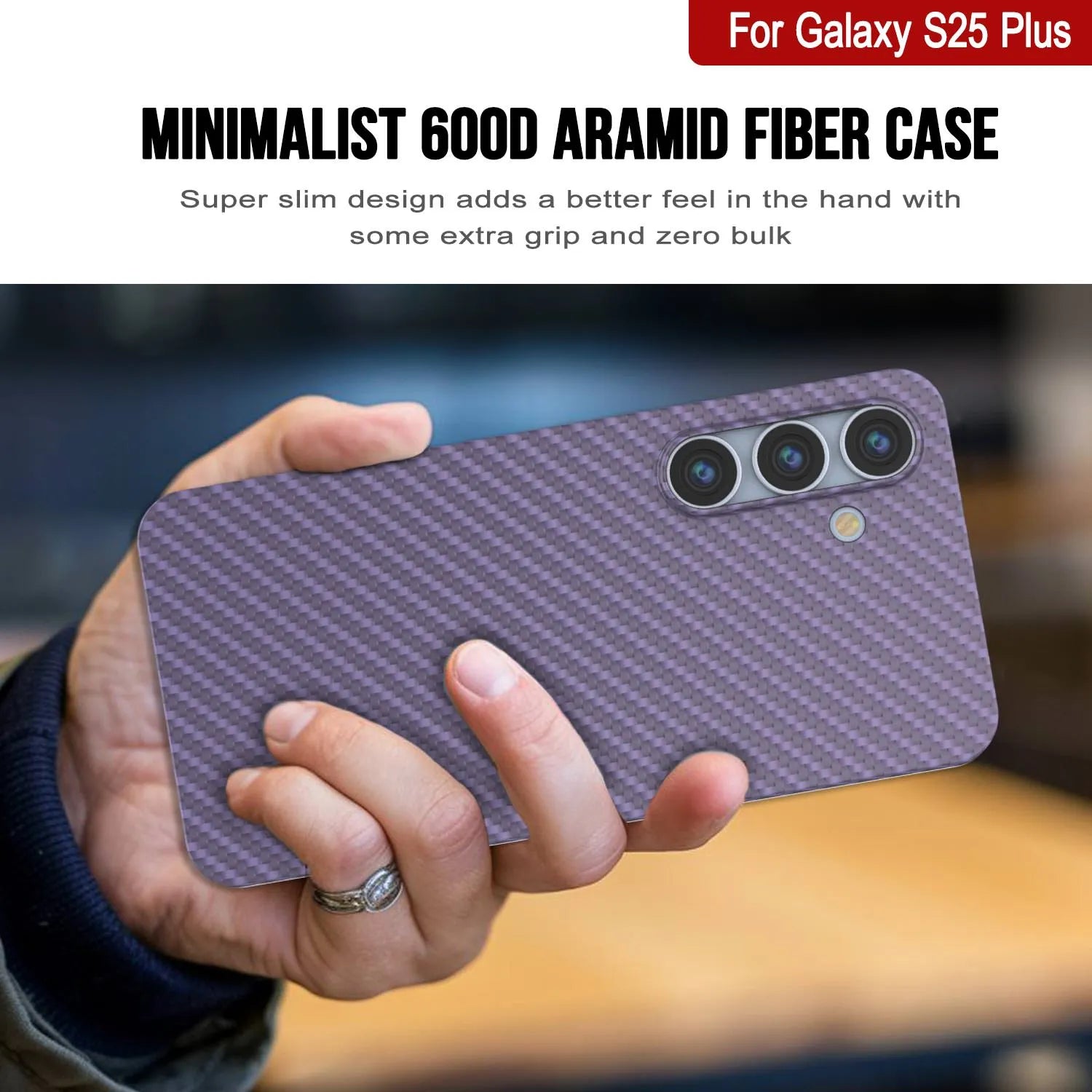 Punkcase Galaxy S25 Plus Carbon Fiber Case [AramidShield Series] Ultra Slim & Light Kevlar [Lilac]