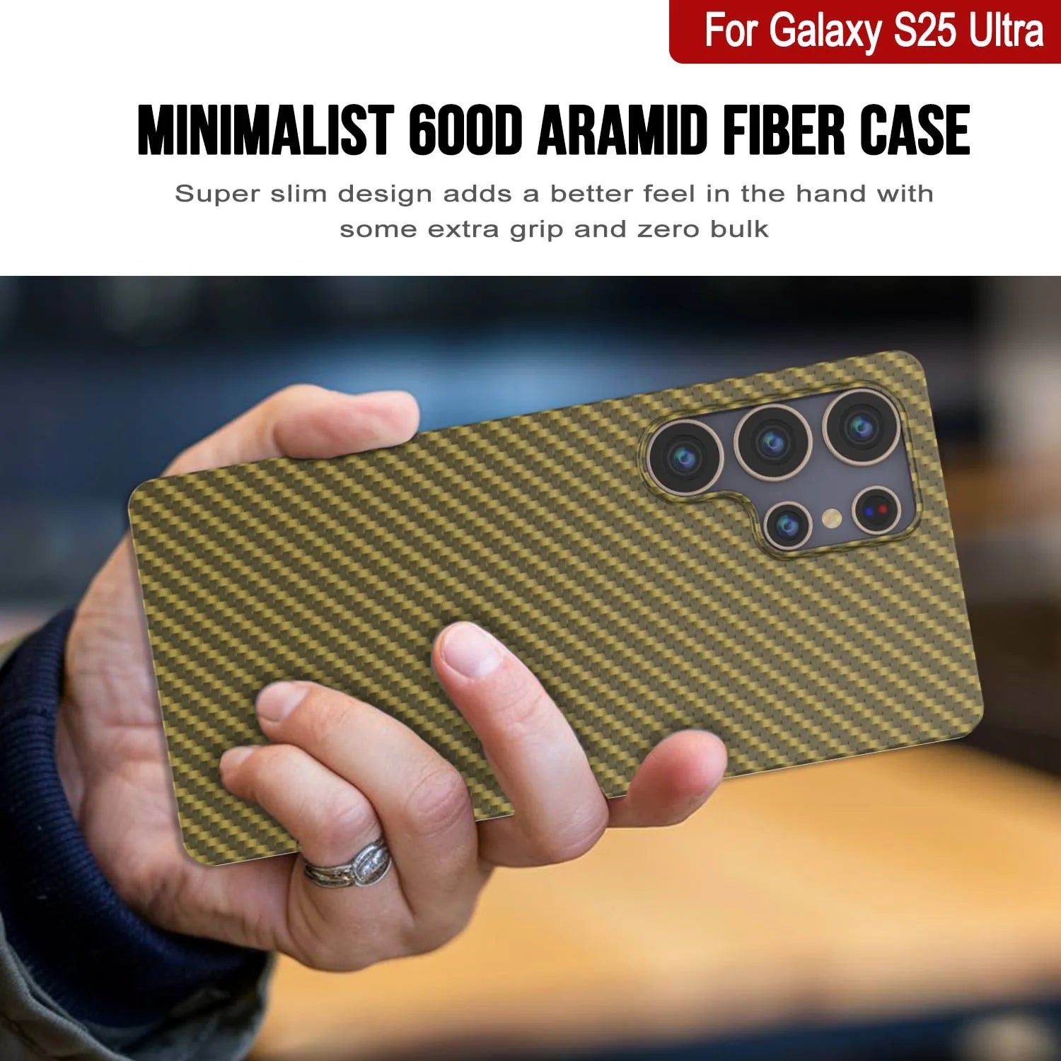 Punkcase Galaxy S25 Ultra Carbon Fiber Case [AramidShield Series] Ultra Slim & Light Kevlar [Rose]