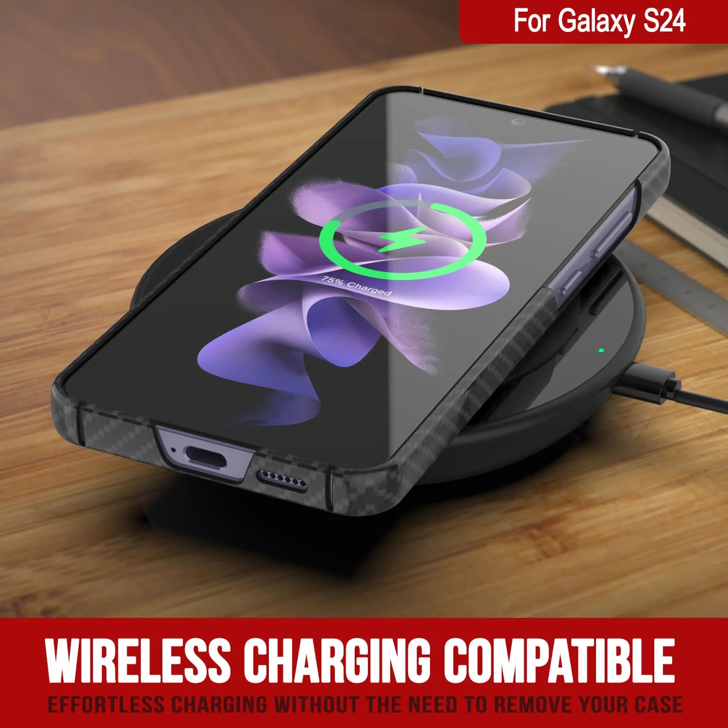 Galaxy S24 Case, Punkcase CarbonShield, Heavy Duty & Ultra Thin Cover [shockproof][non slip] [Black]