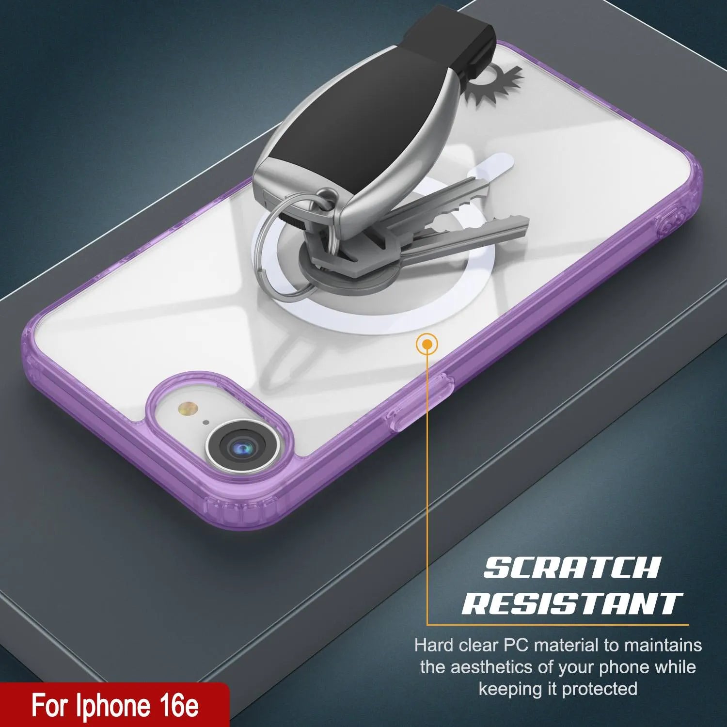 Punkcase iPhone 16e Magnetic Wireless Charging Case [ClearMag Series][Purple]