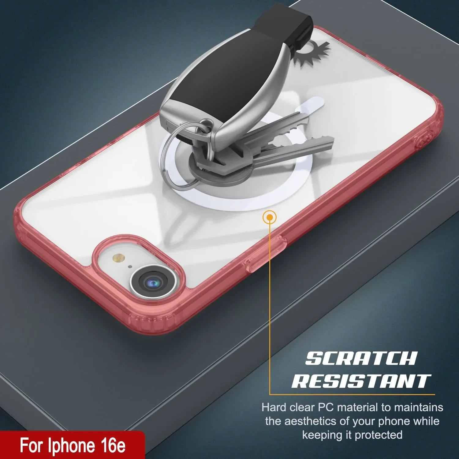 Punkcase iPhone 16e Magnetic Wireless Charging Case [ClearMag Series][Red]