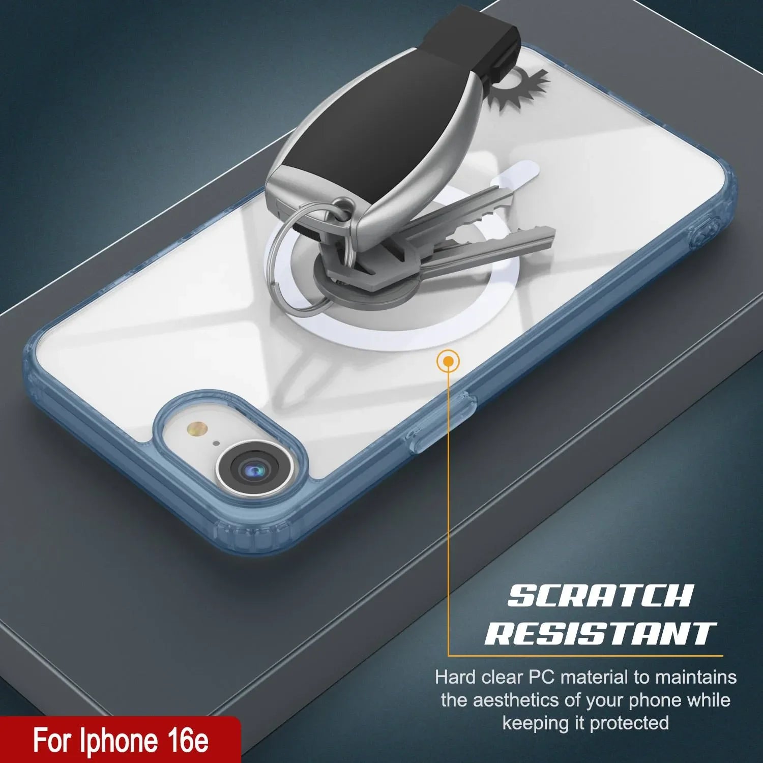 Punkcase iPhone 16e Magnetic Wireless Charging Case [ClearMag Series][Navy]