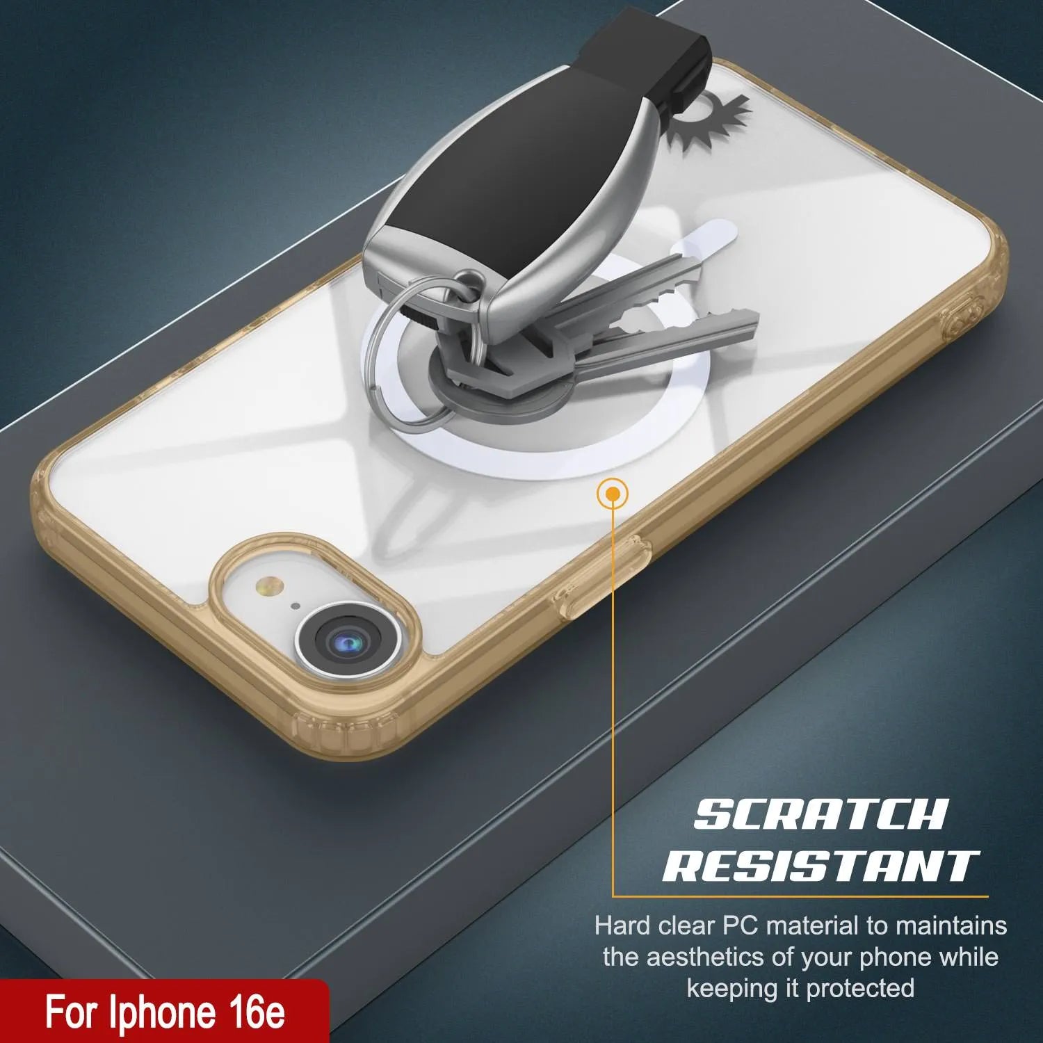 Punkcase iPhone 16e Magnetic Wireless Charging Case [ClearMag Series][Gold]