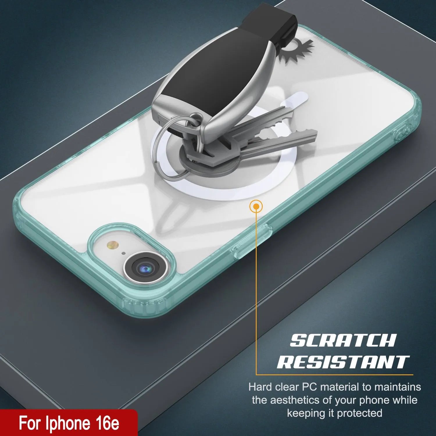 Punkcase iPhone 16e Magnetic Wireless Charging Case [ClearMag Series][Teal]