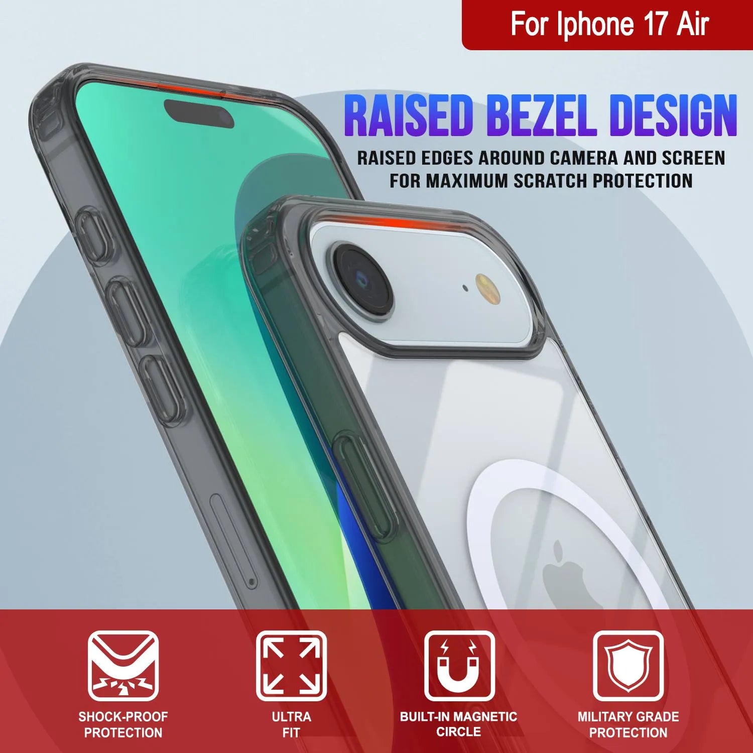 Punkcase iPhone 17 Air Magnetic Wireless Charging Case [ClearMag Series][Black]