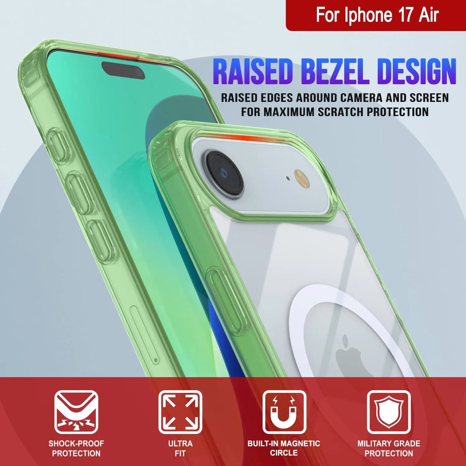 Punkcase iPhone 17 Air Magnetic Wireless Charging Case [ClearMag Series][Green]