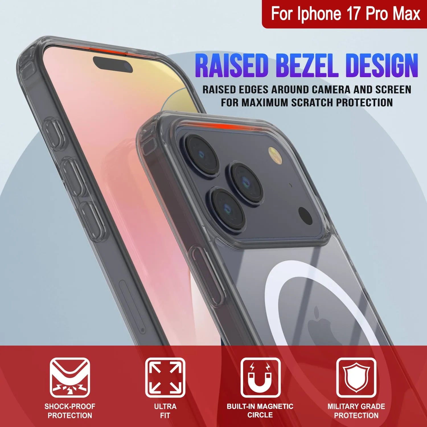 Punkcase iPhone 17 Pro Max Magnetic Wireless Charging Case [ClearMag Series][Silver]