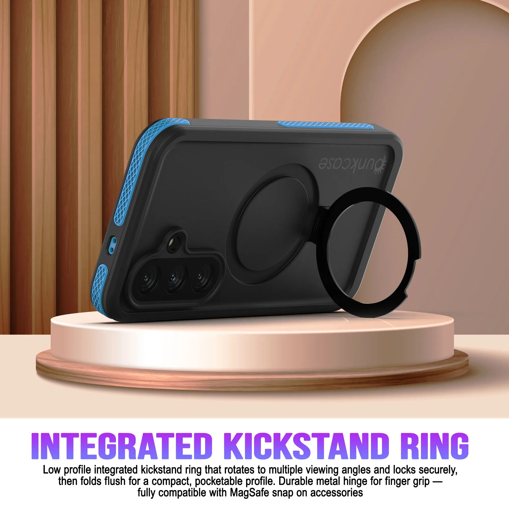 Galaxy S26 Plus Waterproof Case [Kickstud 2.0 Series] Protective IP68 Cover W/Screen Protector & Kickstand [Blue]