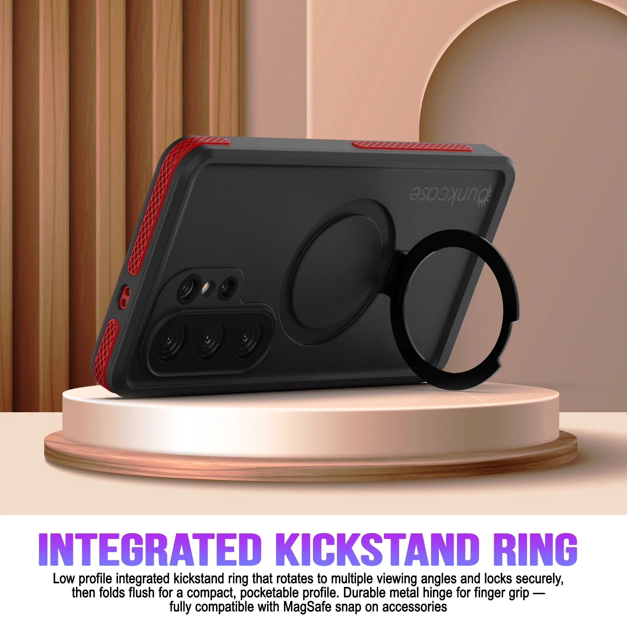 Galaxy S26 Ultra Waterproof Case [Kickstud 2.0 Series] Protective IP68 Cover W/Screen Protector & Kickstand [Red]