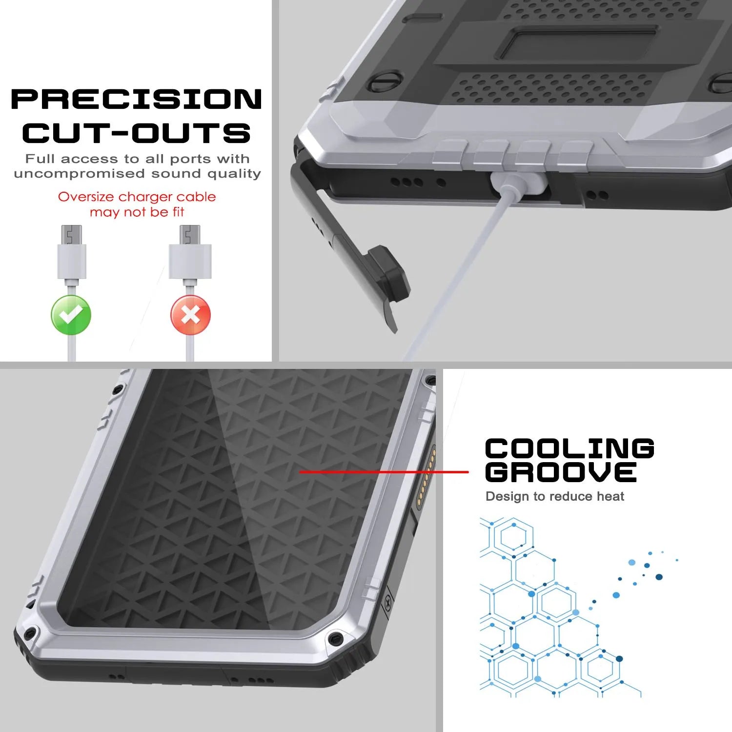 iPhone 16 Pro Metal Extreme 3.0 Series Aluminum Waterproof Case IP68 W/Buillt in Screen Protector & Kickstand [White]