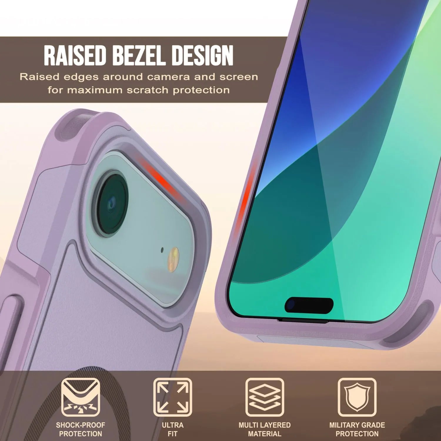 PunkCase iPhone 17 Air Case, [Spartan 2.0 Series] Clear Rugged Heavy Duty Cover W/Built in Screen Protector [lilac]