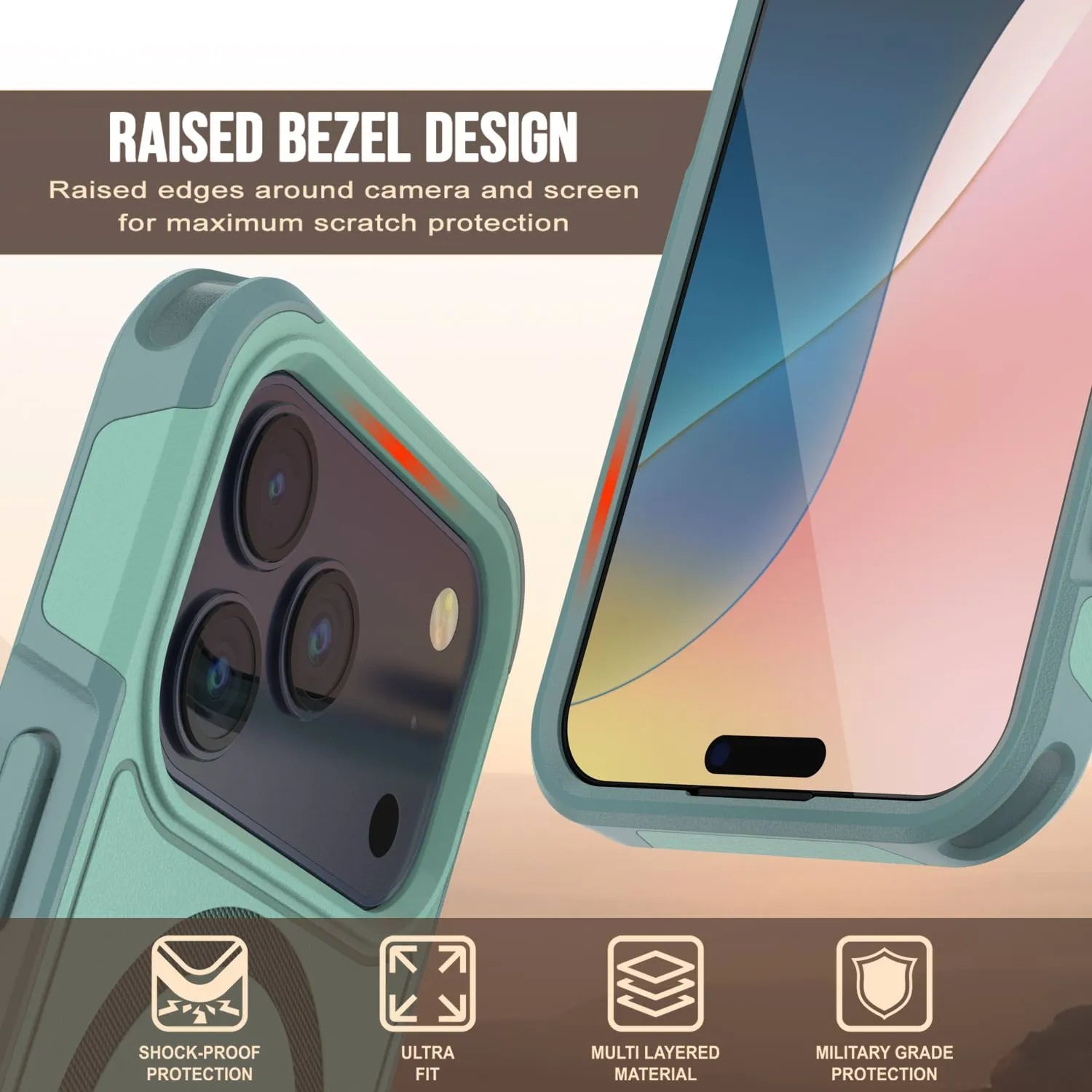 PunkCase iPhone 17 Pro Max Case, [Spartan 2.0 Series] Clear Rugged Heavy Duty Cover W/Built in Screen Protector [Blue]