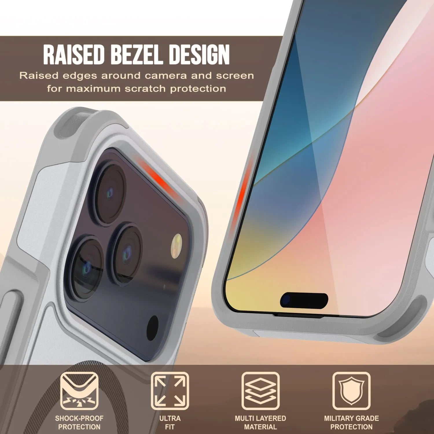 PunkCase iPhone 17 Pro Case, [Spartan 2.0 Series] Clear Rugged Heavy Duty Cover W/Built in Screen Protector [white]