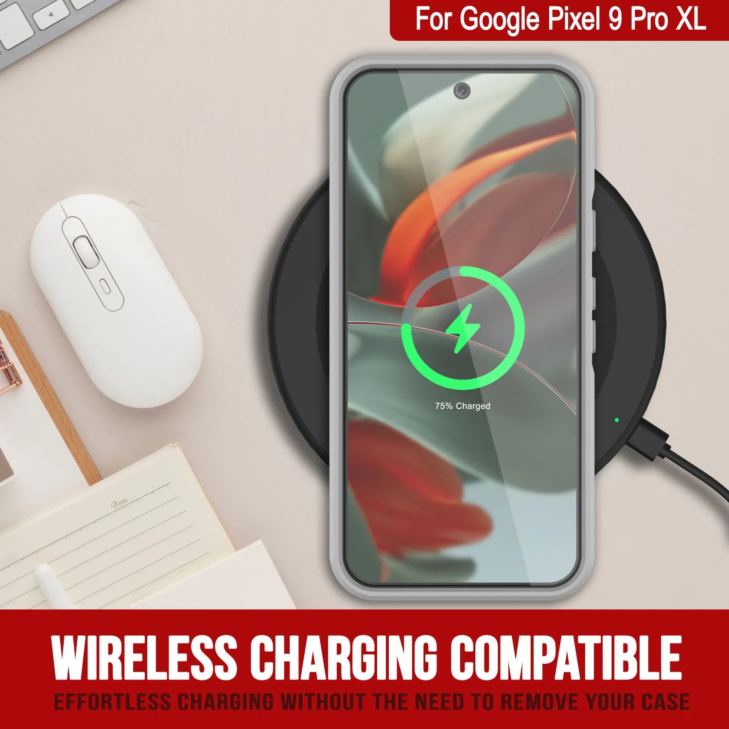 PunkCase Google Pixel 9 Pro XL Case, [Spartan 2.0 Series] Clear Rugged Heavy Duty Cover W/Built in Screen Protector [White]