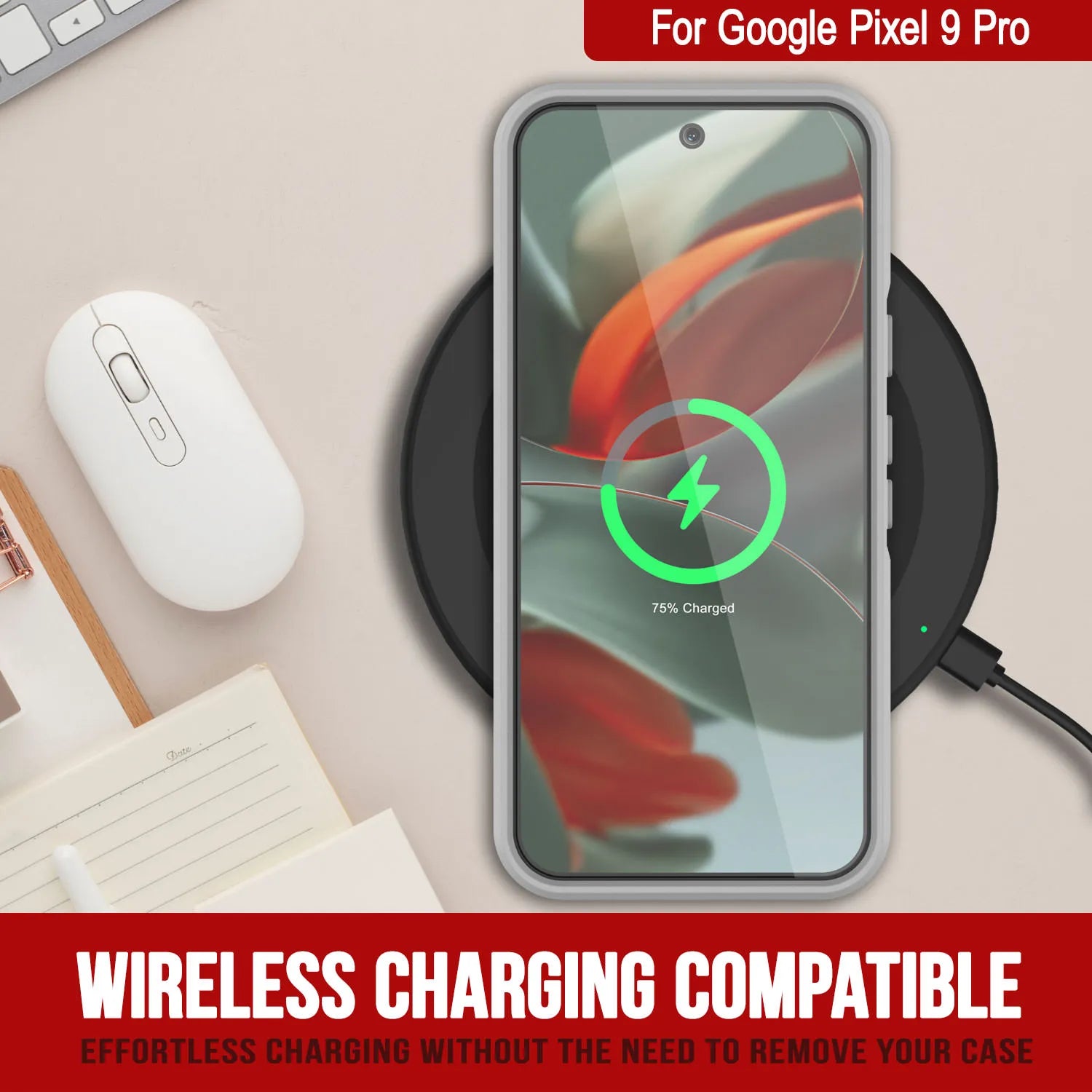 PunkCase Google Pixel 9 Pro Case, [Spartan 2.0 Series] Clear Rugged Heavy Duty Cover W/Built in Screen Protector [White]