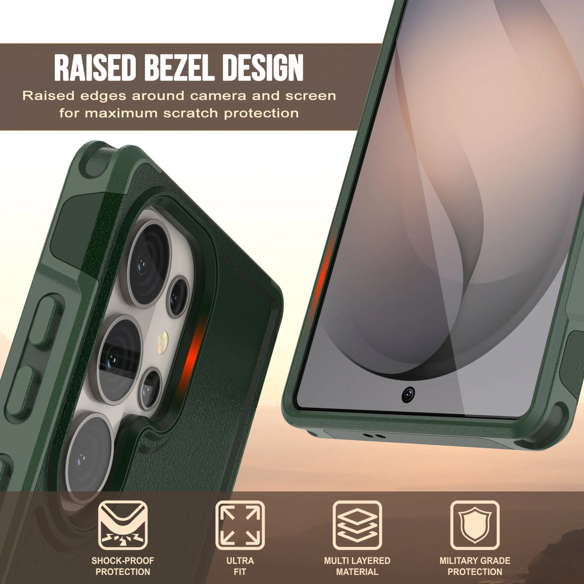 PunkCase Galaxy S26 Ultra Case, [Spartan 2.0 Series] Clear Rugged Heavy Duty Cover [Dark Green]