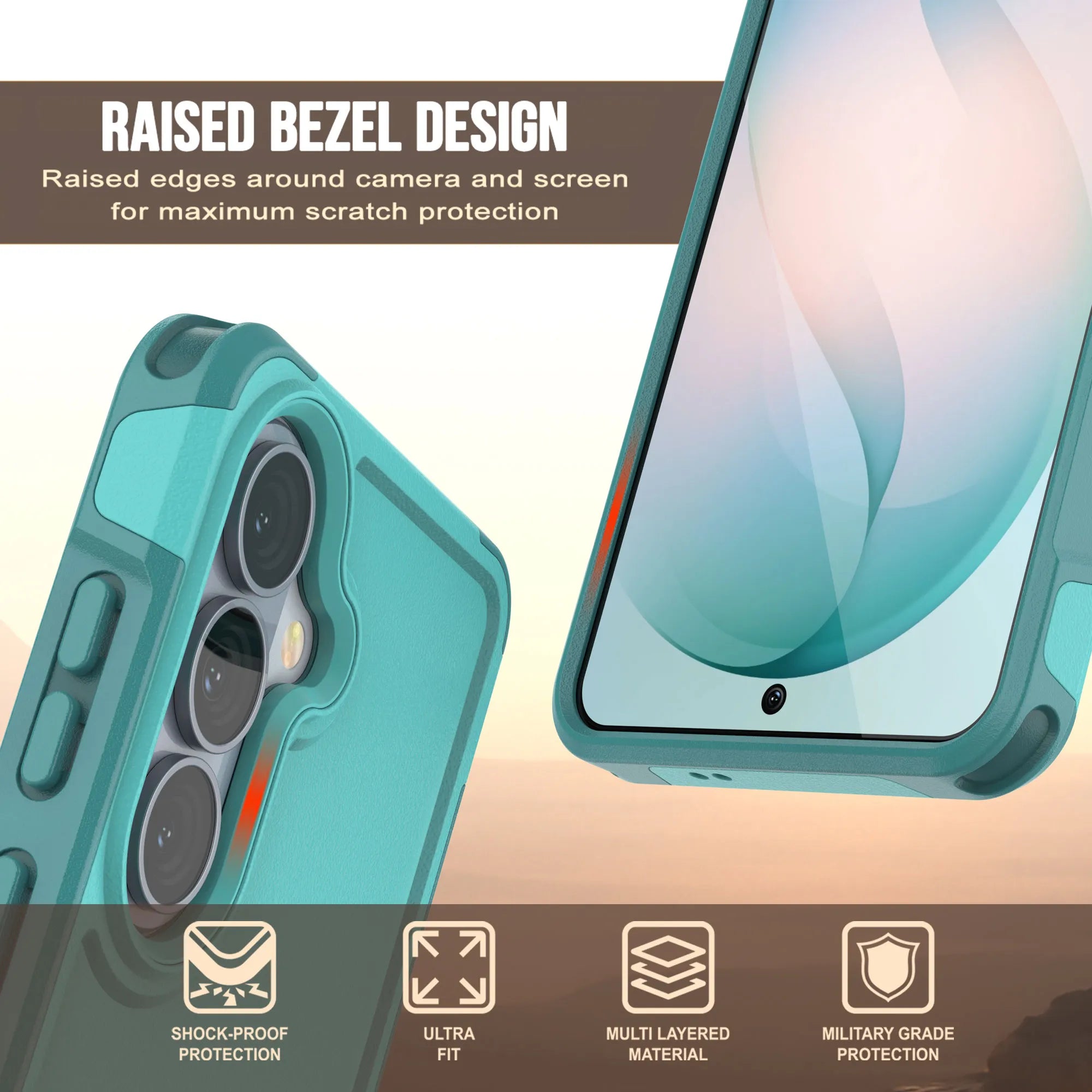 PunkCase Galaxy S26 Case, [Spartan 2.0 Series] Clear Rugged Heavy Duty Cover [Light Blue]