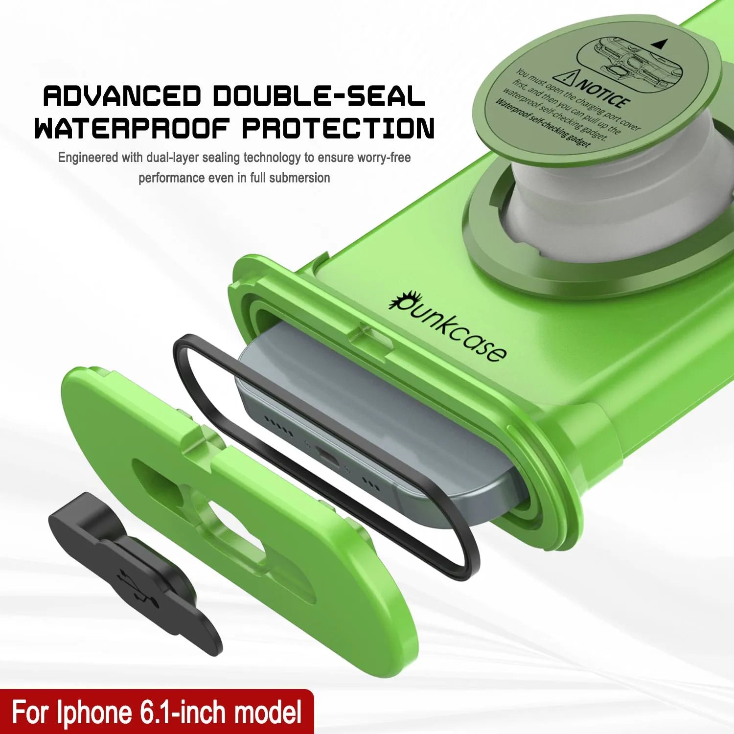 Punkcase Universal 2.0 Waterproof Phone Case for 6.1–6.3" [Green]