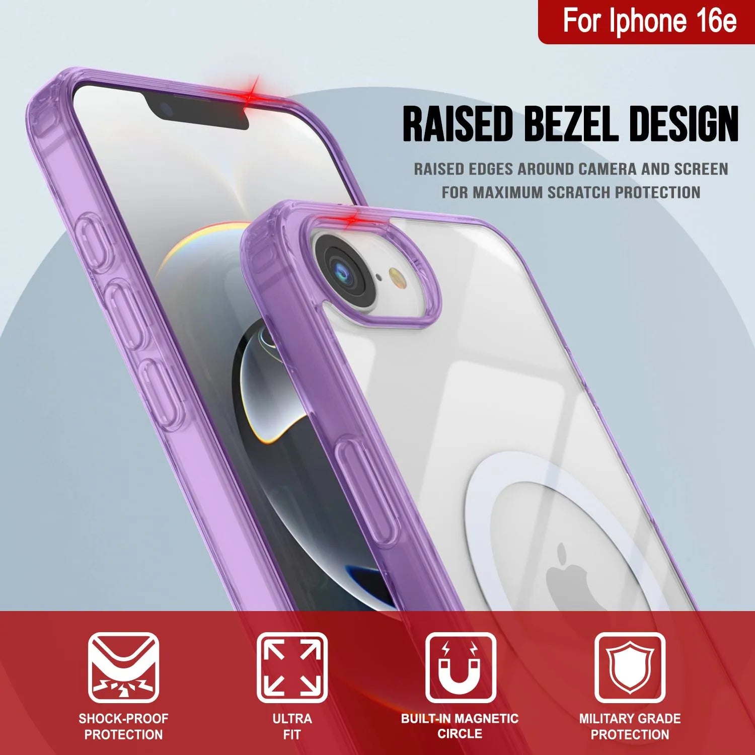 Punkcase iPhone 16e Magnetic Wireless Charging Case [ClearMag Series][Purple]
