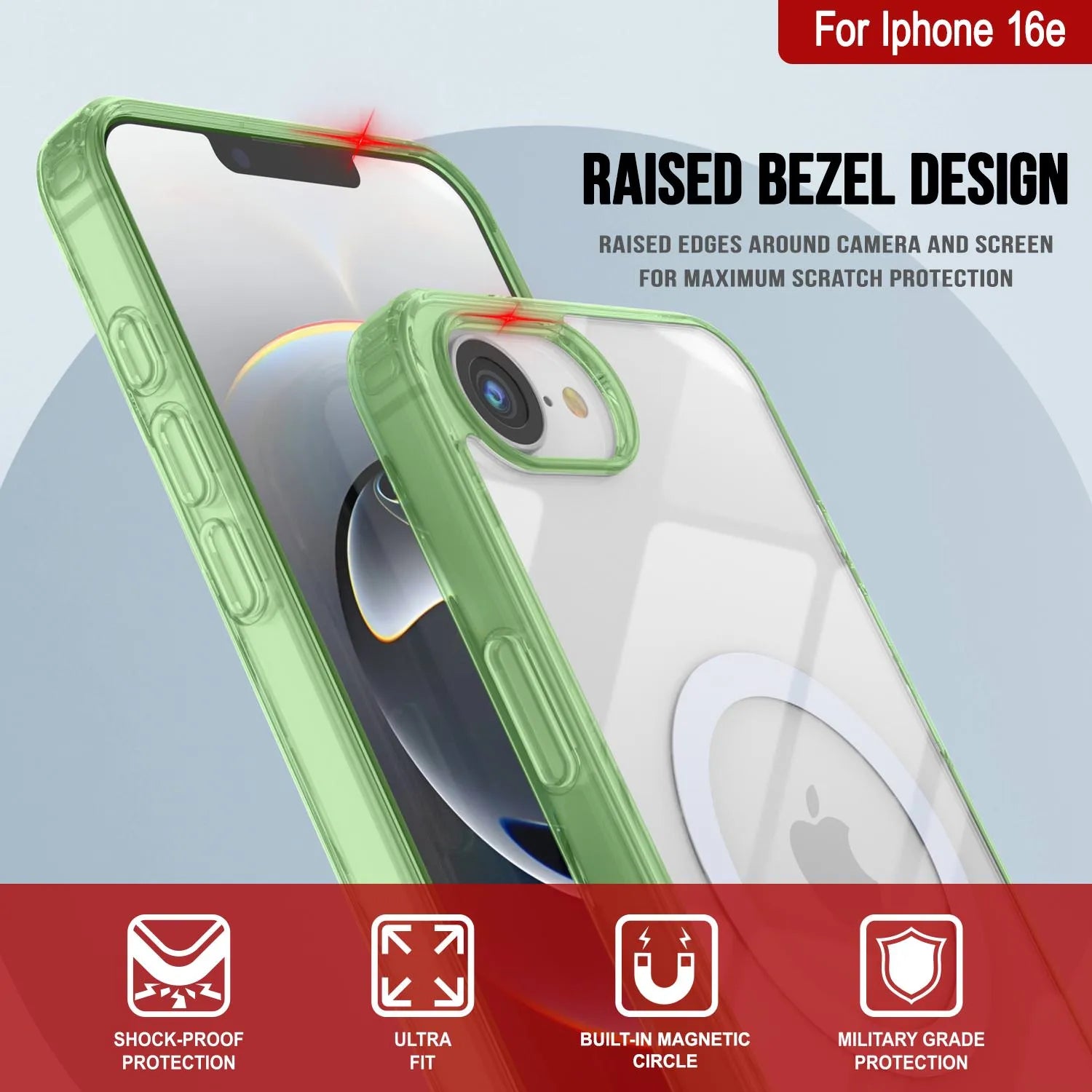 Punkcase iPhone 16e Magnetic Wireless Charging Case [ClearMag Series][Green]
