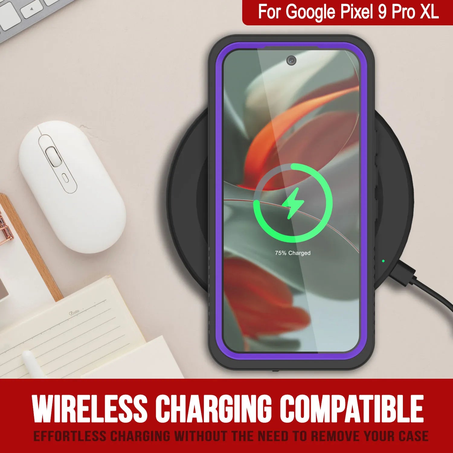Google Pixel 9 Pro XL Waterproof Case, Punkcase [Extreme Series] Armor Cover W/ Built In Screen Protector [Purple]