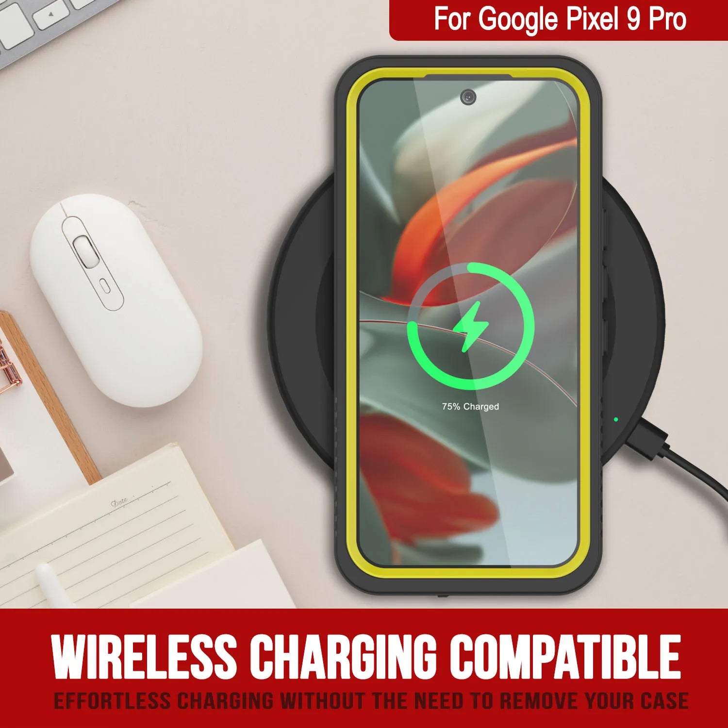 Google Pixel 9 Pro Waterproof Case, Punkcase [Extreme Series] Armor Cover W/ Built In Screen Protector [Yellow]