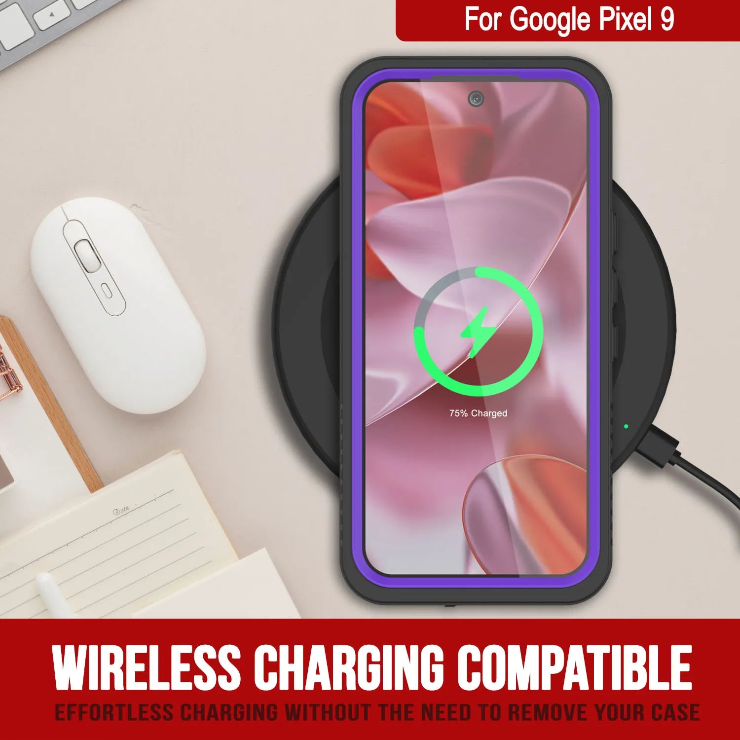 Google Pixel 9  Waterproof Case, Punkcase [Extreme Series] Armor Cover W/ Built In Screen Protector [Purple]