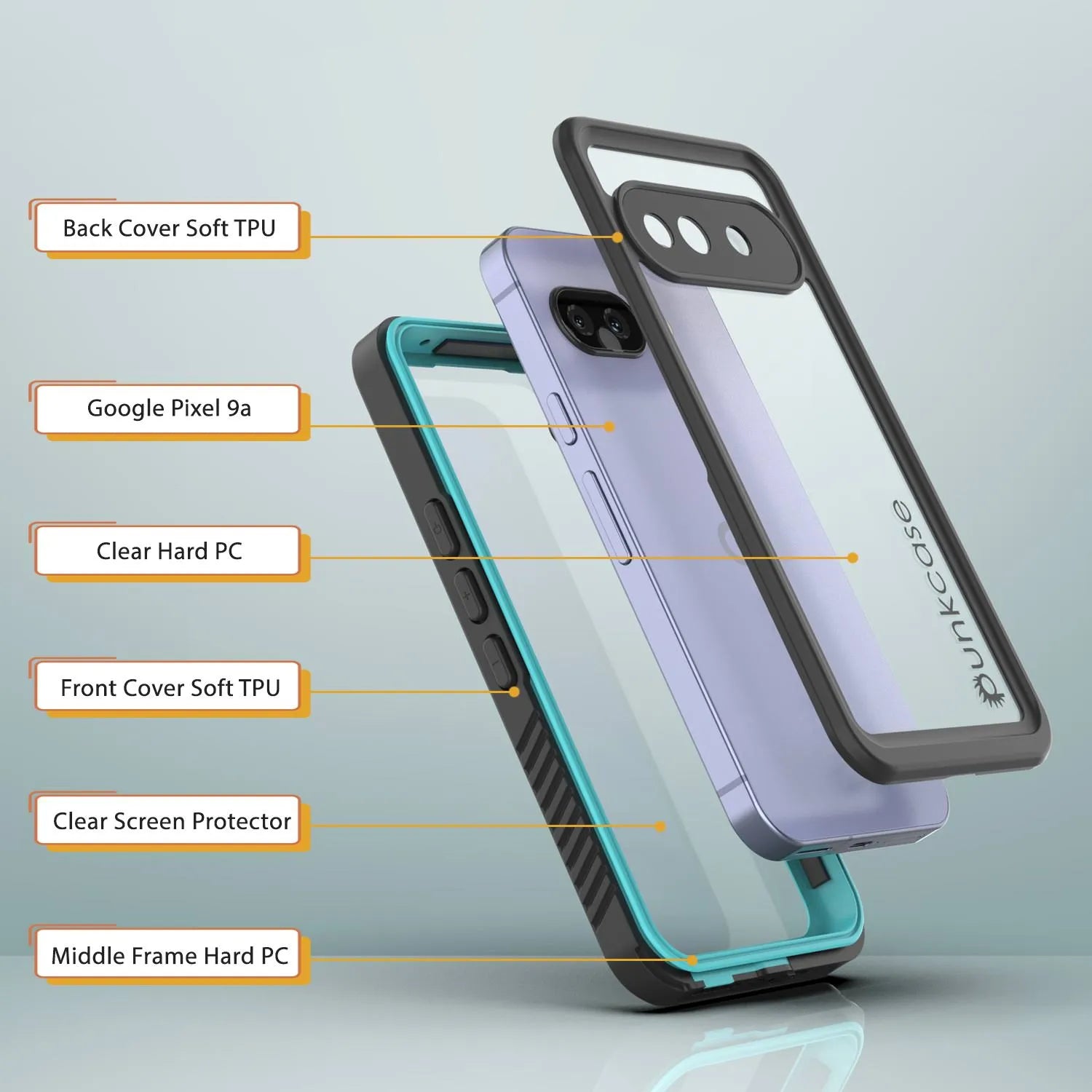 Google Pixel 9a Waterproof Case, Punkcase [Extreme Series] Armor Cover W/ Built In Screen Protector [Teal]