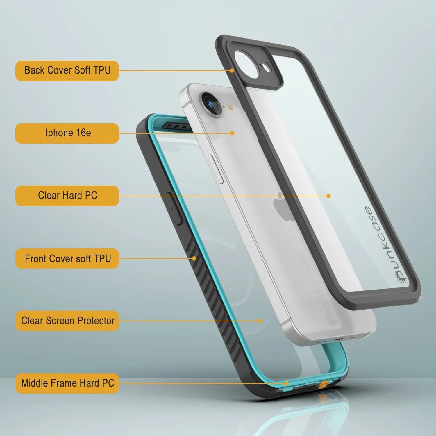 iPhone 16e Waterproof Case, Punkcase [Extreme Series] Armor Cover W/ Built In Screen Protector [Teal]