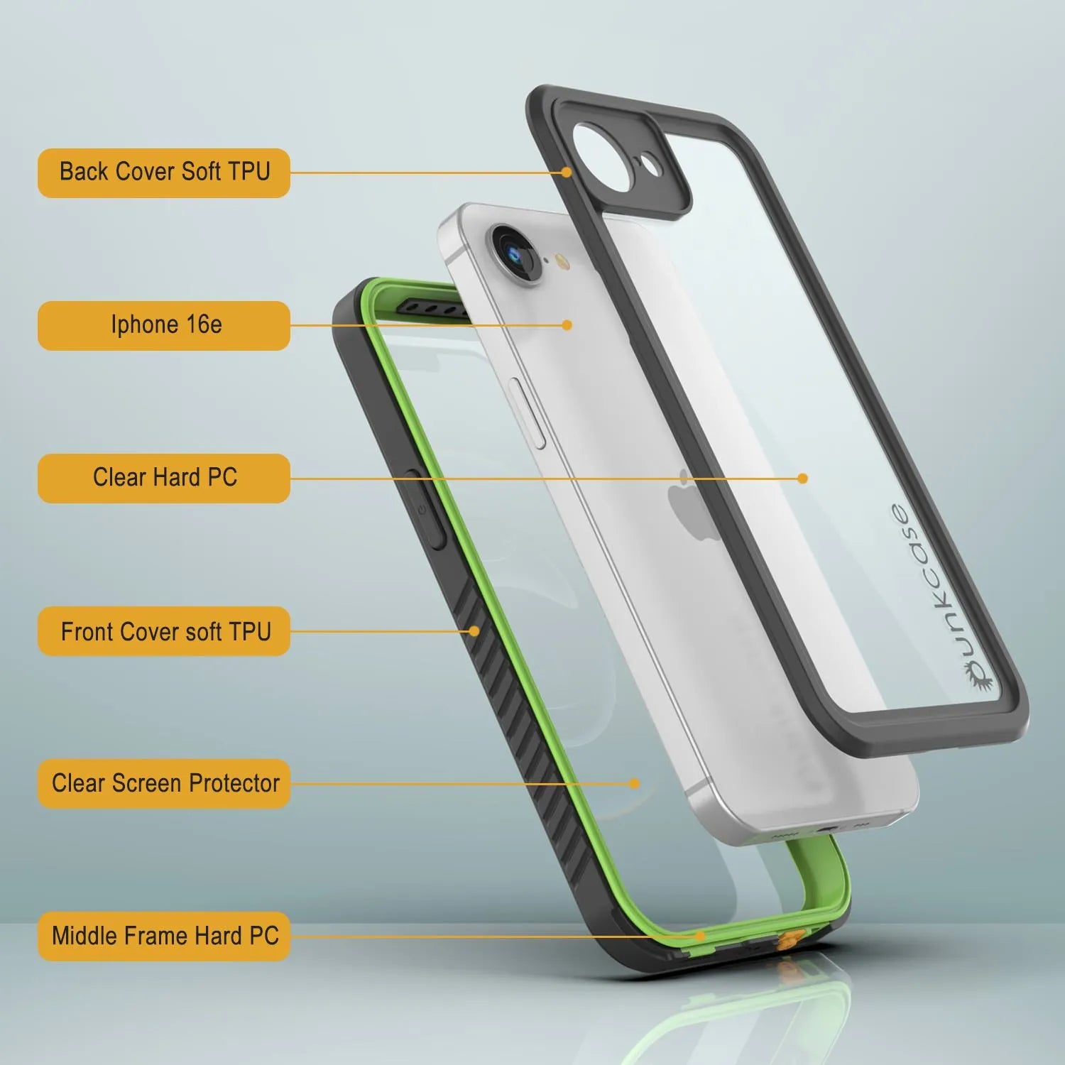 iPhone 16e Waterproof Case, Punkcase [Extreme Series] Armor Cover W/ Built In Screen Protector [Light Green]