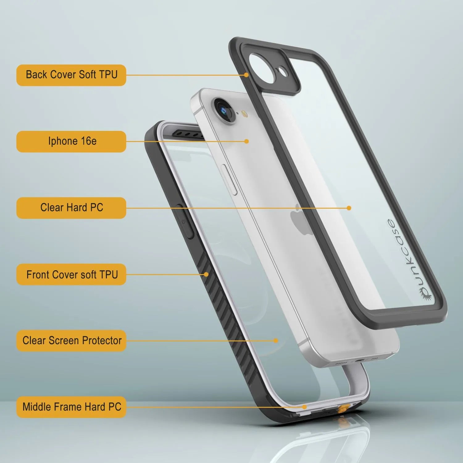 iPhone 16e Waterproof Case, Punkcase [Extreme Series] Armor Cover W/ Built In Screen Protector [White]