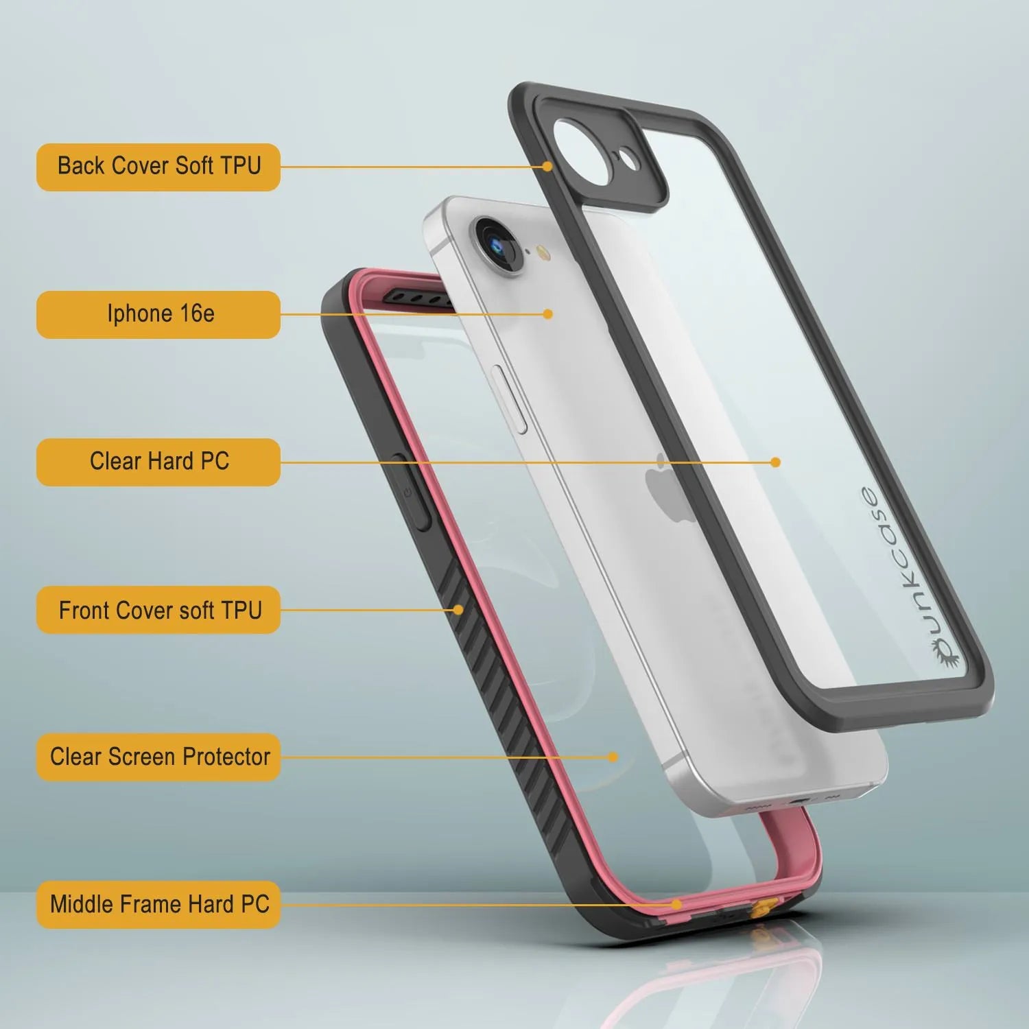 iPhone 16e Waterproof Case, Punkcase [Extreme Series] Armor Cover W/ Built In Screen Protector [Pink]