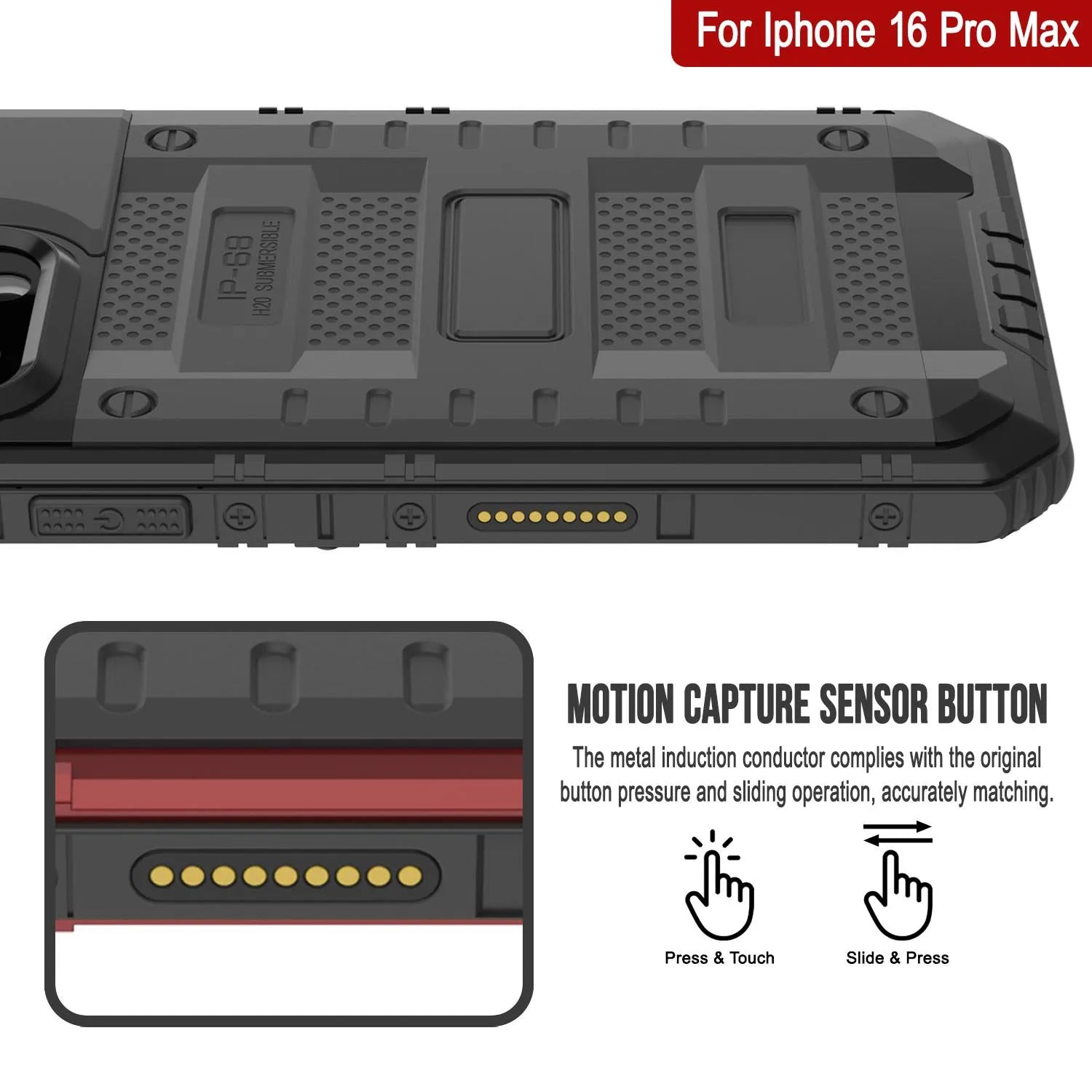 iPhone 16 Pro Max Metal Extreme 3.0 Series Aluminum Waterproof Case IP68 W/Buillt in Screen Protector & Kickstand [Black]
