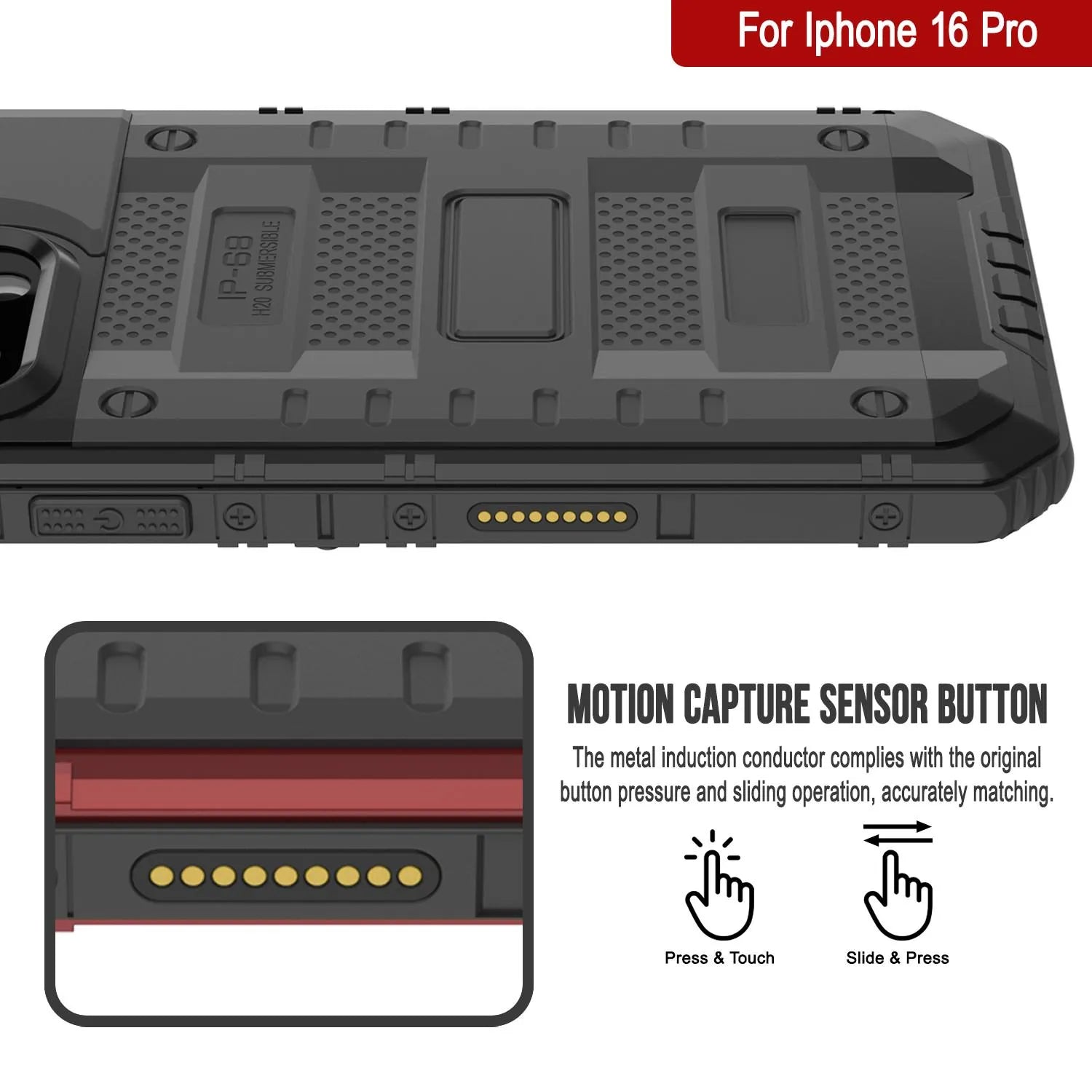 iPhone 16 Pro Metal Extreme 3.0 Series Aluminum Waterproof Case IP68 W/Buillt in Screen Protector & Kickstand [Black]