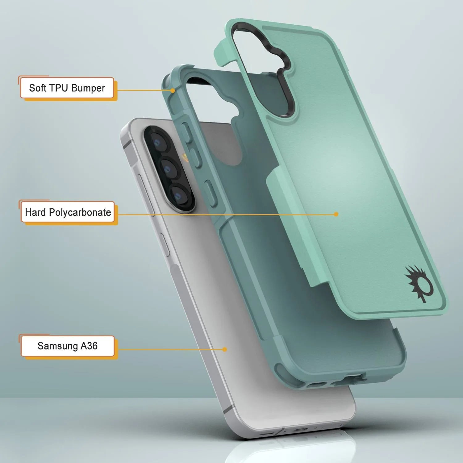 PunkCase Galaxy A36 Case, [Spartan 2.0 Series] Clear Rugged Heavy Duty Cover [Teal]